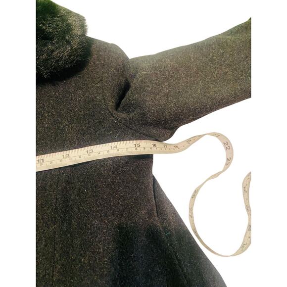 Rothschild Girls Button Down Coat Faux Fur Collar Cuffed Charcoal Gray Size 6X - Picture 7 of 9